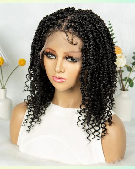 14Inch Full Lace Braided Wigs Synthetic Lace Frontal Twisted Braids Wigs with Baby Hair Knotless Box Braids Wig for Black Women Caethelstore.com