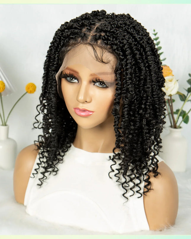 14Inch Full Lace Braided Wigs Synthetic Lace Frontal Twisted Braids Wigs with Baby Hair Knotless Box Braids Wig for Black Women Caethelstore.com