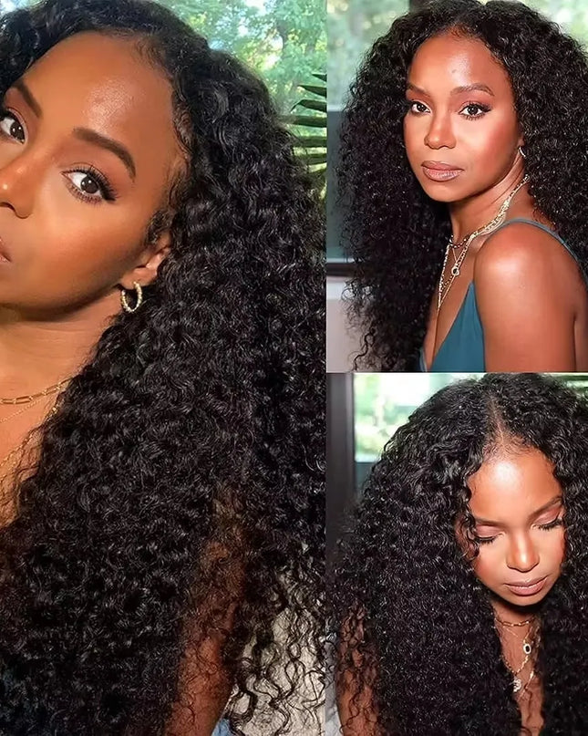 250% V Part Wig Human Hair No Leave Out Upgrade U Part Machine Made Deep Wave Curly Human Hair Wigs For Women 100% High Density
