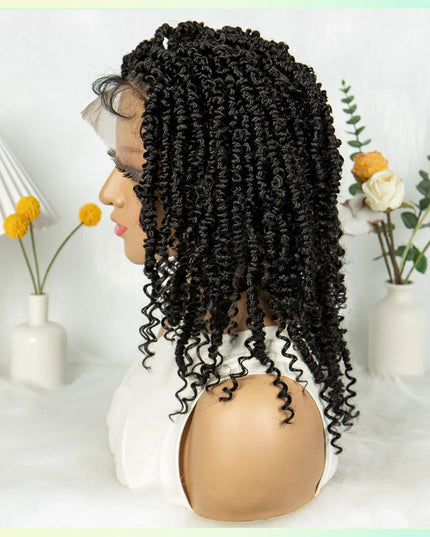 14Inch Full Lace Braided Wigs Synthetic Lace Frontal Twisted Braids Wigs with Baby Hair Knotless Box Braids Wig for Black Women Caethelstore.com