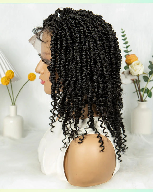 14Inch Full Lace Braided Wigs Synthetic Lace Frontal Twisted Braids Wigs with Baby Hair Knotless Box Braids Wig for Black Women Caethelstore.com