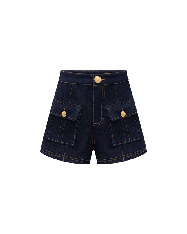 High Waist Ladies First Design Denim Shorts Spring New Style Slimming Outer Pocket Button Casual Pants for Women Urban Fashion Icon