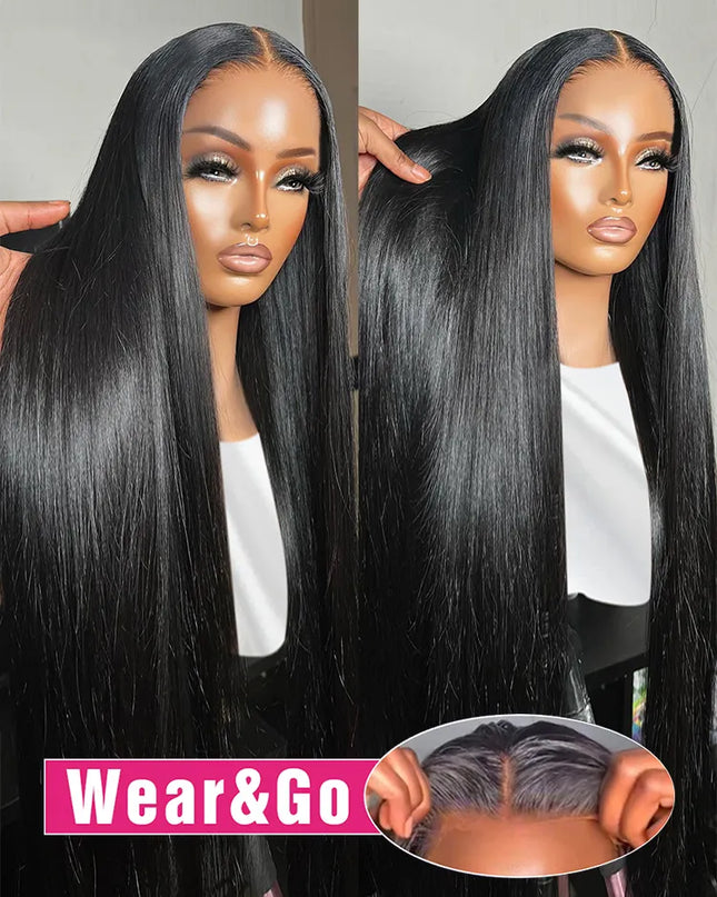 Glueless Preplucked Human Hair Wigs Ready To Wear And Go Brazilian Bone Straight 13x4 HD Lace Frontal Human Hair Wig For Women