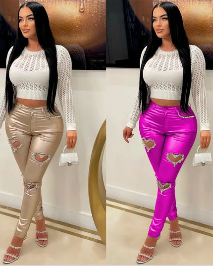 Rhinestone Bodycon Pants