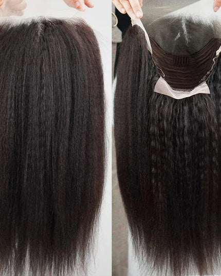 13x6 Kinky Straight Full Lace Front Wig Human Hair Yaki Straight Lace Frontal Wig Brazilian Guleless Wig Pre Plucked For Women