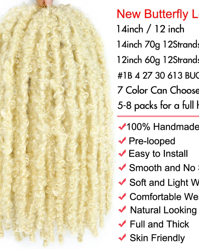 14 12 inch Butterfly Faux Locs Crochet Hair Braids Pre looped Distressed Goddess Butterfly Soft Locs Crochets Braids Cheveux Lok Caethelstore.com