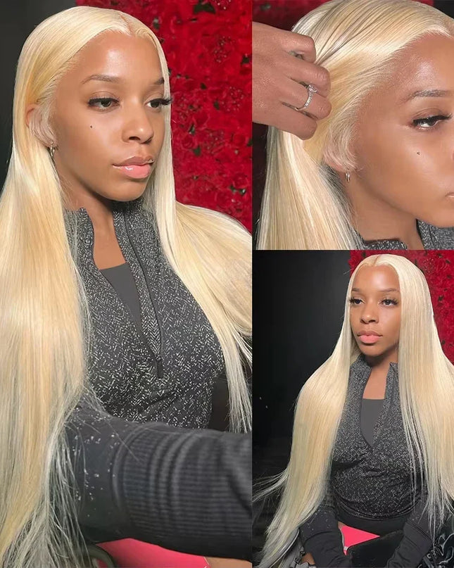 13x4 13x6 HD Transparent Full Frontal Lace 613 Blonde Colored Straight Human Hair Wigs Lace Front Wigs For Women 34 Inches Caethelstore.com