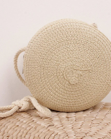 Summer Woven Straw Crossbody Bag for Women | Fashion Round Handmade Rattan Beach Small Handbag (Travel Female Shoulder Bag)