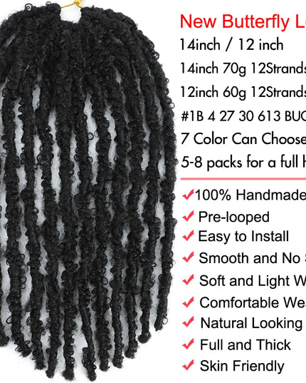 14 12 inch Butterfly Faux Locs Crochet Hair Braids Pre looped Distressed Goddess Butterfly Soft Locs Crochets Braids Cheveux Lok Caethelstore.com