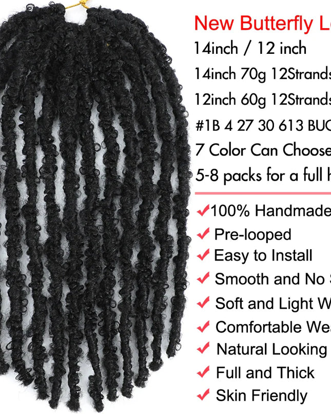 14 12 inch Butterfly Faux Locs Crochet Hair Braids Pre looped Distressed Goddess Butterfly Soft Locs Crochets Braids Cheveux Lok Caethelstore.com
