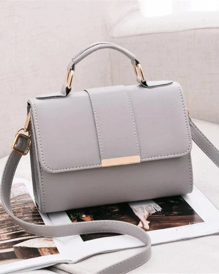 Gray Women's PU Leather Crossbody Bag | Stylish Top Handle Shoulder Bag | Luxury Handbag