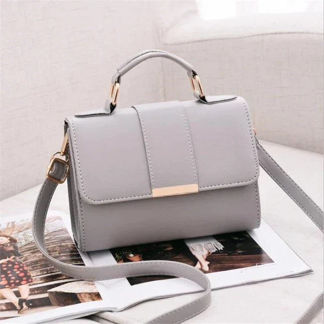 Gray Women's PU Leather Crossbody Bag | Stylish Top Handle Shoulder Bag | Luxury Handbag