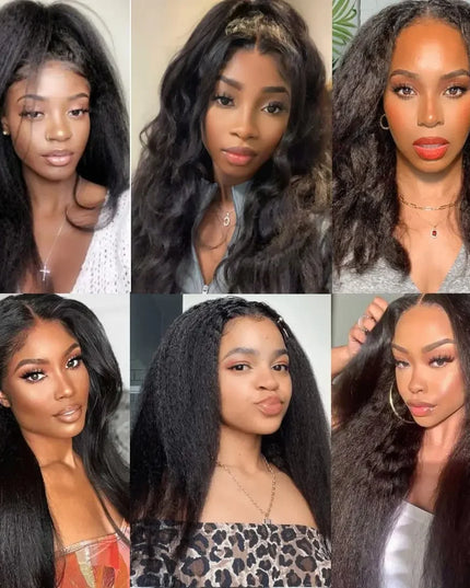 13x6 Kinky Straight Full Lace Front Wig Human Hair Yaki Straight Lace Frontal Wig Brazilian Guleless Wig Pre Plucked For Women