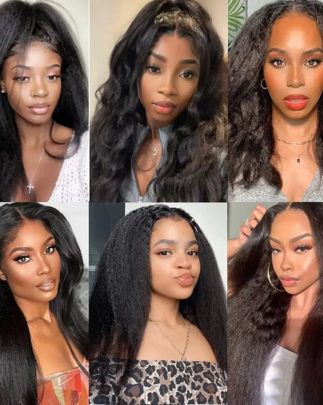 13x6 Kinky Straight Full Lace Front Wig Human Hair Yaki Straight Lace Frontal Wig Brazilian Guleless Wig Pre Plucked For Women