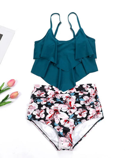 RuffleWave: Chic High Waist Bikini & Tankini Set