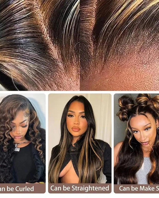 1B/30 Ombre Highlight Lace Front Wigs Human Hair 13x6 Body Wave Wig Human Hair 13x4 Transparent Lace Frontal Wigs For Women Caethelstore.com