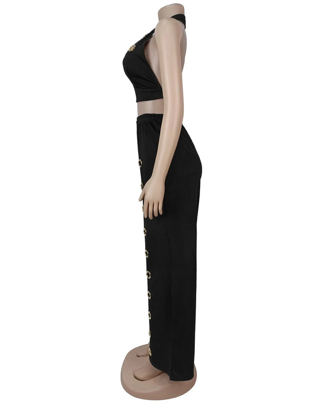 Hole Loose Pants Two-Piece Set