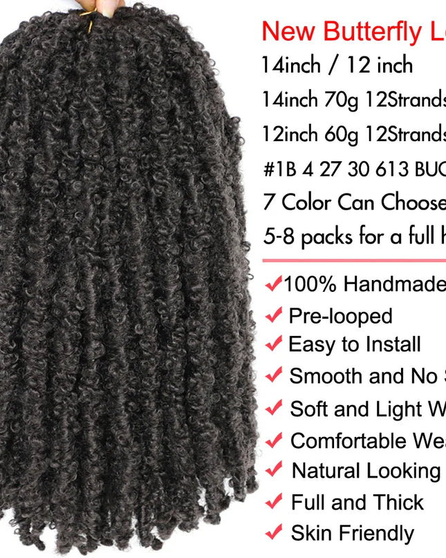 14 12 inch Butterfly Faux Locs Crochet Hair Braids Pre looped Distressed Goddess Butterfly Soft Locs Crochets Braids Cheveux Lok Caethelstore.com