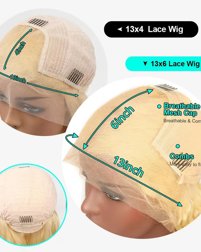 13x4 13x6 HD Transparent Full Frontal Lace 613 Blonde Colored Straight Human Hair Wigs Lace Front Wigs For Women 34 Inches Caethelstore.com
