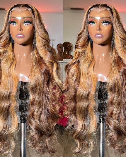 Highlight Wig Human Hair 13x4 Lace Frontal Wig Colored Human Hair Wigs For Women 30 Inch Honey Blonde Body Wave Lace Front Wig