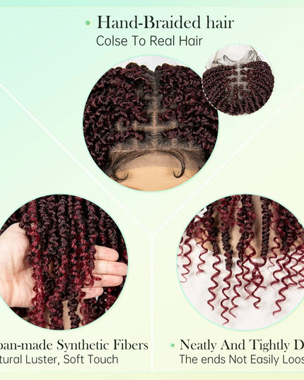 14Inch Full Lace Braided Wigs Synthetic Lace Frontal Twisted Braids Wigs with Baby Hair Knotless Box Braids Wig for Black Women Caethelstore.com