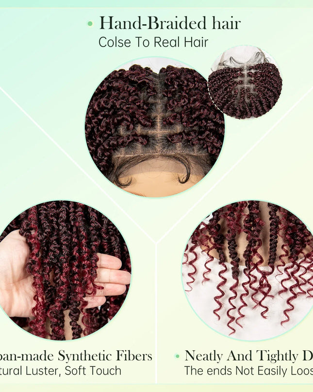 14Inch Full Lace Braided Wigs Synthetic Lace Frontal Twisted Braids Wigs with Baby Hair Knotless Box Braids Wig for Black Women Caethelstore.com