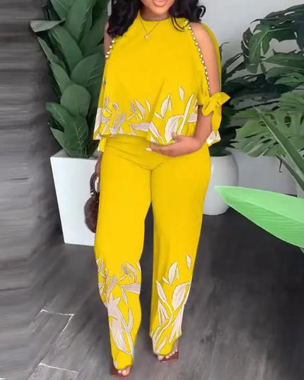 New Women Two Piece Set Plus Size Fashion Short Sleeve