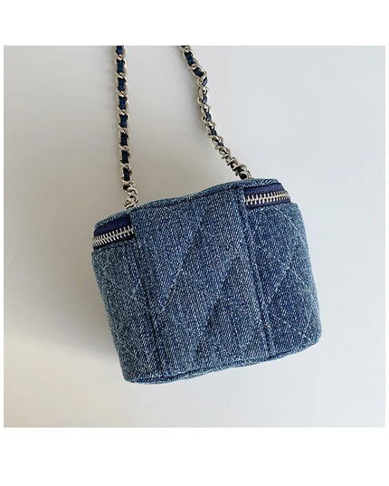 Mini Denim Crossbody Bags for Women | Lingge Chains Shoulder Bag & Fashion Brands Box Bag (Lipstick Coins Purses & Handbags)