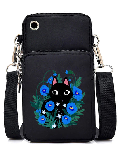 Women's Handbags Black Explosive Coffee Cat Messenger Bags | Female Cartoon Shoulder Bag Purse (Fashion Mobile Phone Crossbody Bags)