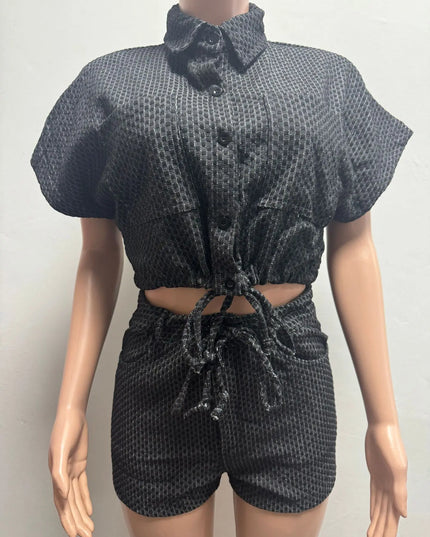 Denim Two-Piece Shorts Set