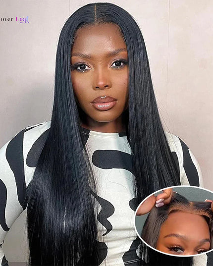 24inch Glueless Wig Human Hair Ready To Wear Straight 4x4 Pre-Cut Glueless Wigs Pre-Plucked Top Brazilian Wigs for Women