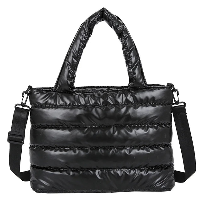 New Puffer Tote Bag for Women | Quilted Puffy Handbag & Lightweight Down Cotton Padded Shoulder & Crossbody Bag
