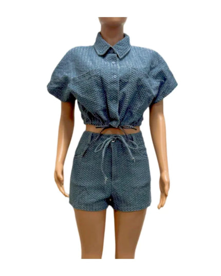 Denim Two-Piece Shorts Set