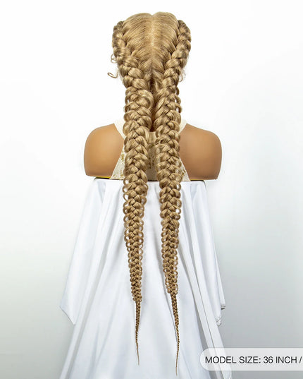 1B/30 Dark Brown Synthetic Lace Frontal Dutch Box Braided Wigs for Black Women Fishtail Braids Wigs with Baby Hair Cornrow Wigs Caethelstore.com