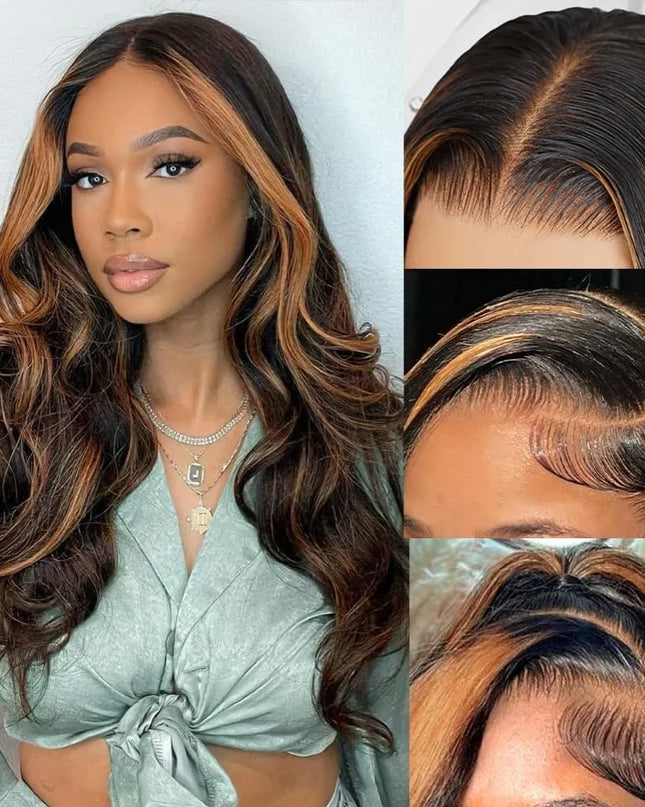 1B/30 Ombre Highlight Lace Front Wigs Human Hair 13x6 Body Wave Wig Human Hair 13x4 Transparent Lace Frontal Wigs For Women Caethelstore.com