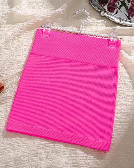 1 Pc Spring/Summer New High Waist Elastic Business Women's Mini Skirt, Black Slimming Knitted Half Skirt, Professional Workwear Urban Fashion Icon