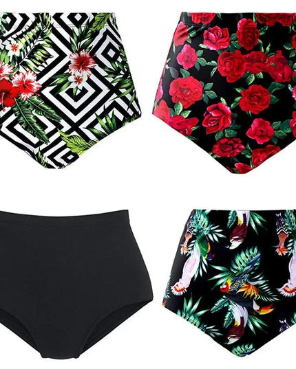 Floral High-Waist Bikini Shorts - Plus Size Swimwear