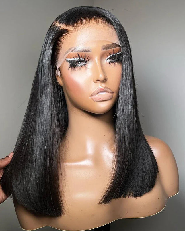 13x4 Lace Front Human Hair Wig Transparent Lace Frontal Wigs For Black Women Short Bob Wig Multiple Remy Straight Natural Wig