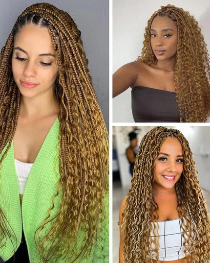 Junoda Hair #27 Honey Blonde Deep Wave Bulk Human Hair For Braiding junoda