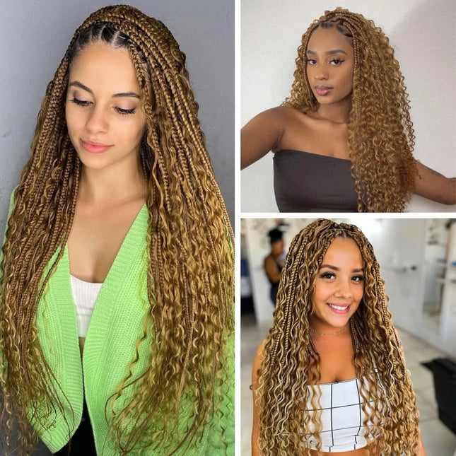 Junoda Hair #27 Honey Blonde Deep Wave Bulk Human Hair For Braiding junoda