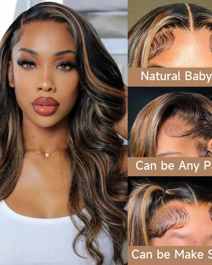 1B/30 Ombre Highlight Lace Front Wigs Human Hair 13x6 Body Wave Wig Human Hair 13x4 Transparent Lace Frontal Wigs For Women Caethelstore.com