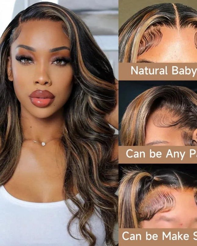 1B/30 Ombre Highlight Lace Front Wigs Human Hair 13x6 Body Wave Wig Human Hair 13x4 Transparent Lace Frontal Wigs For Women Caethelstore.com