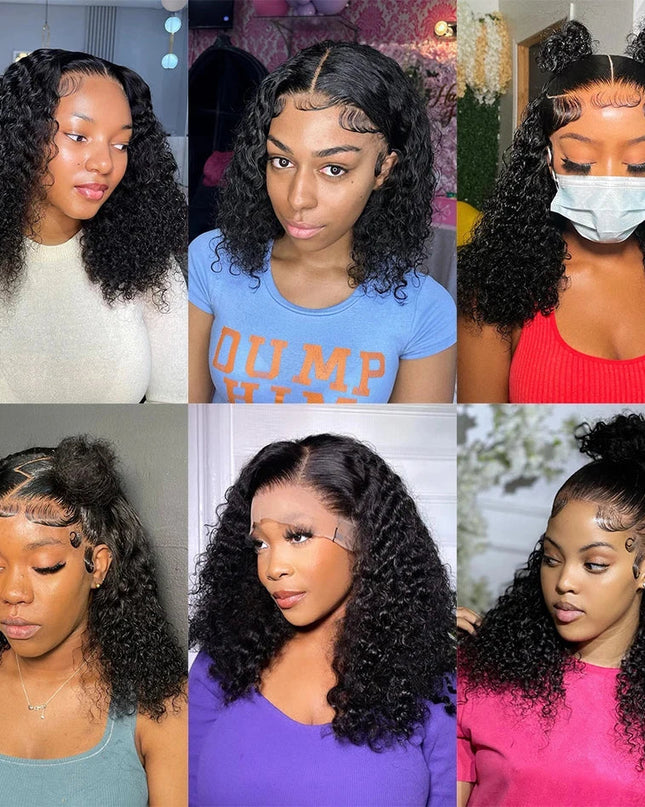 Jerry Curly Short Bob Wigs 13x6 Lace Frontal Human Hair Wigs 5x5 Glueless Wigs Lace Closure Transparent 13x4 Lace Font Wigs