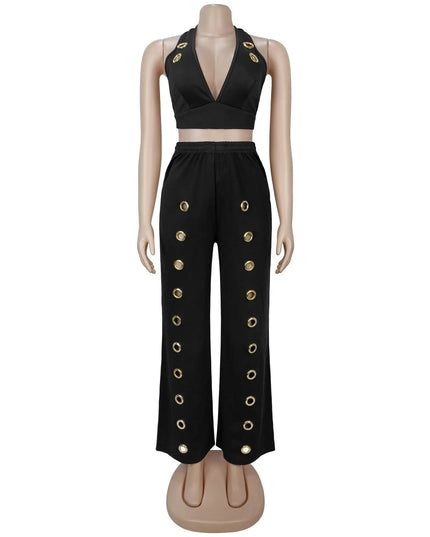 Hole Loose Pants Two-Piece Set