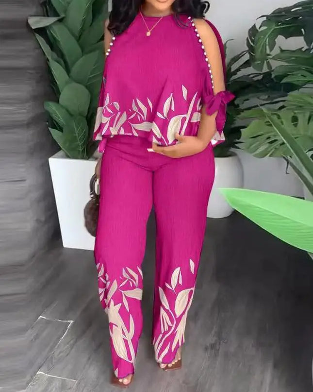 New Women Two Piece Set Plus Size Fashion Short Sleeve
