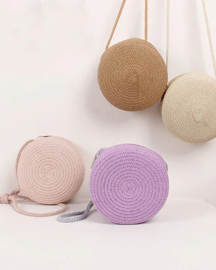 Summer Woven Straw Crossbody Bag for Women | Fashion Round Handmade Rattan Beach Small Handbag (Travel Female Shoulder Bag)