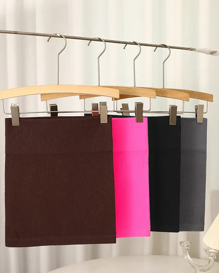 1 Pc Spring/Summer New High Waist Elastic Business Women's Mini Skirt, Black Slimming Knitted Half Skirt, Professional Workwear Urban Fashion Icon