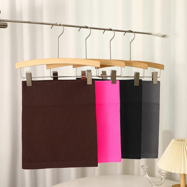 1 Pc Spring/Summer New High Waist Elastic Business Women's Mini Skirt, Black Slimming Knitted Half Skirt, Professional Workwear Urban Fashion Icon