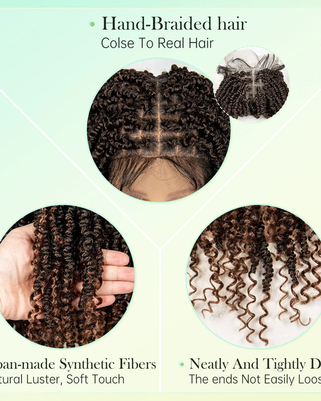 14Inch Full Lace Braided Wigs Synthetic Lace Frontal Twisted Braids Wigs with Baby Hair Knotless Box Braids Wig for Black Women Caethelstore.com