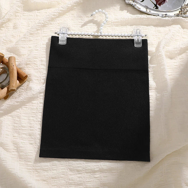 1 Pc Spring/Summer New High Waist Elastic Business Women's Mini Skirt, Black Slimming Knitted Half Skirt, Professional Workwear Urban Fashion Icon